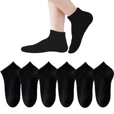 Boys/Girls Low Cut Cotton Socks Kids Seamless School Socks 6 Packs Black