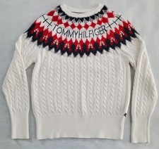 Tommy Hilfiger Women's Fair Isle Logo Cable-Knit Sweater Sz S/P NWT Winter Cozy