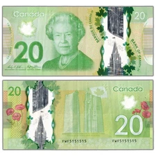 $20 2012 Bank of Canada Note FWF Prefix 2 Digit Radar BC-71b - VF