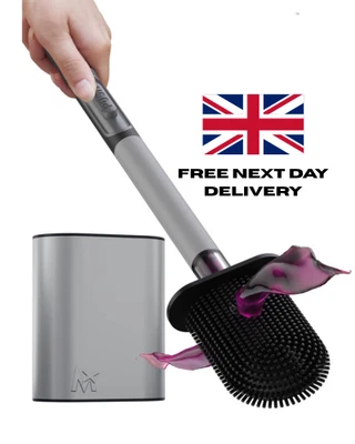 MooStar Toilet Brush, Soap Dispensing Silicone Toilet Brush Dark Grey
