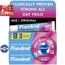Fixodent Complete Original Denture Adhesive Cream, 2.4 oz, 3 Pack