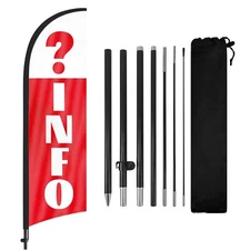 FSFLAG Info Advertising Swooper Flag Banner with Pole and Ground Stake 8FT