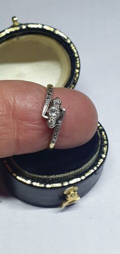 Antique Diamond Engagement Ring Yellow Gold Gorgeous Trilogy ☆ Sale Know on☆ - Picture 2 of 6