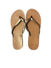 TORY BURCH Manon Thong Sandal Gold  Leather SZ 8.5 * Shows Signs Of Wear *AS IS*