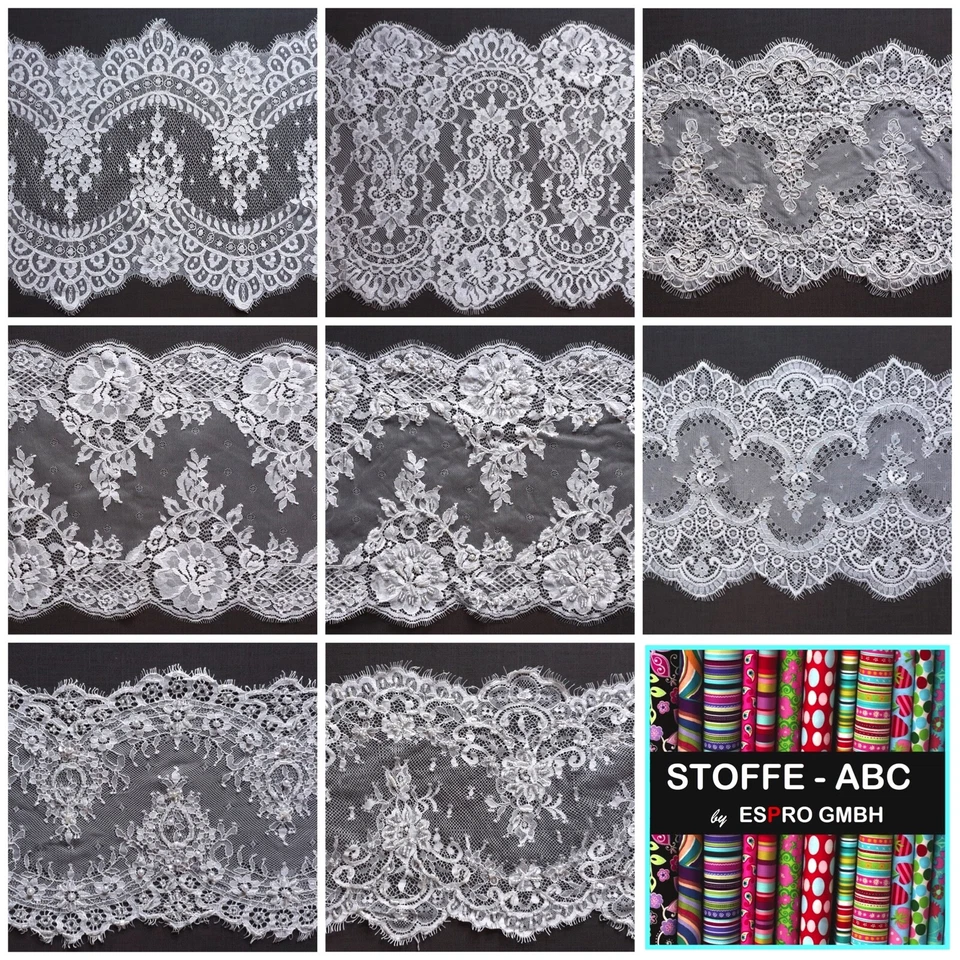 Spitzenborte Spitzenkante Ivory Elfenbein Farbe Spitze Stoff ab 0,5m Brautkleid