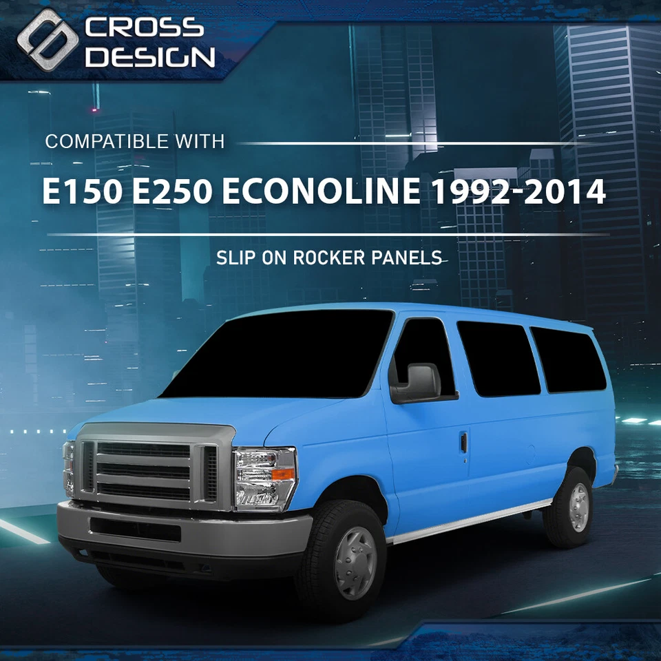 2PCS Slip On Rocker Panels Galvalume Fit For 1992-2014 Ford E150 E250 Econoline - Image 2 of 4