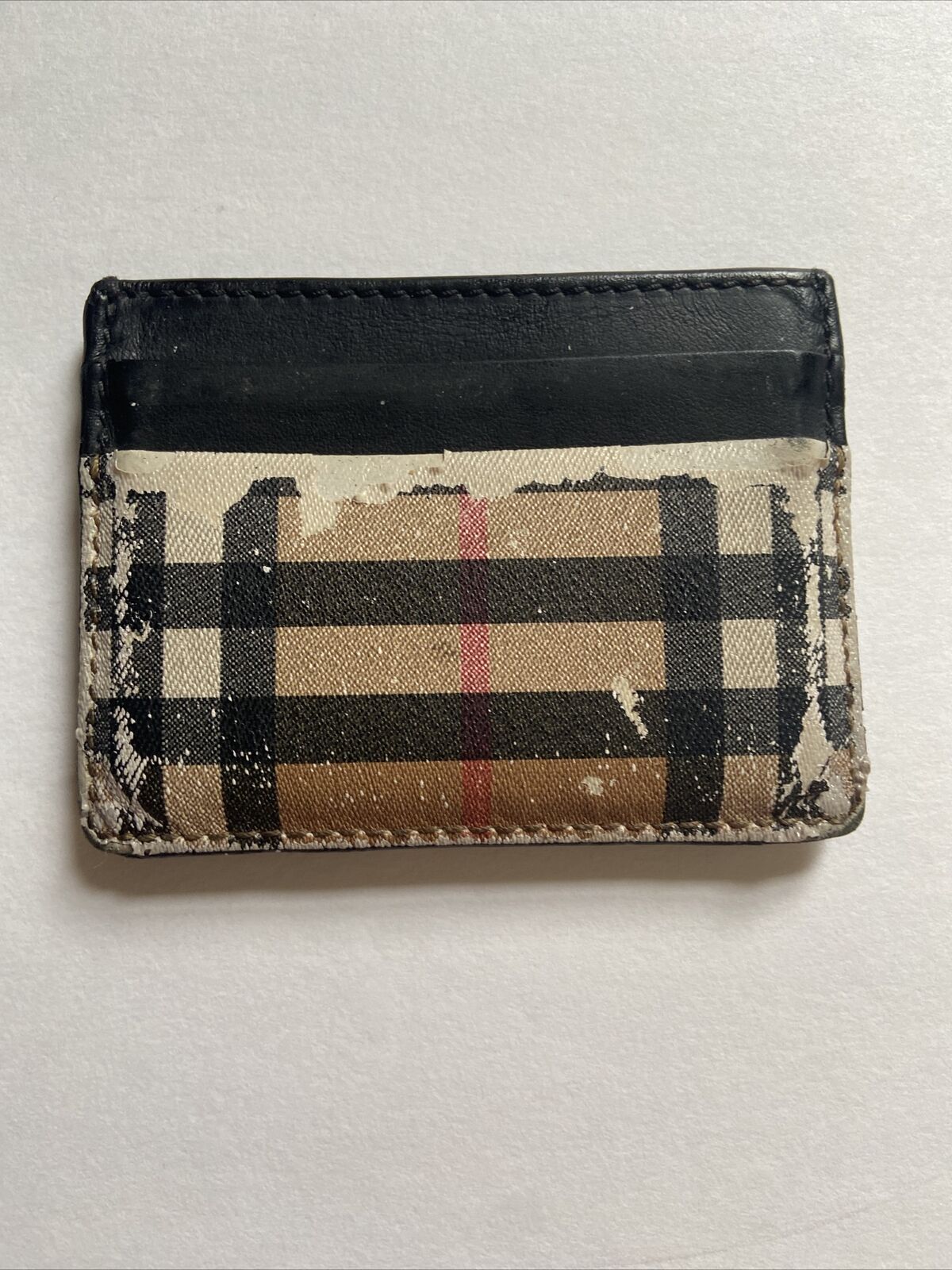 Burberry Kier Check E-Canvas & Leather Card Case