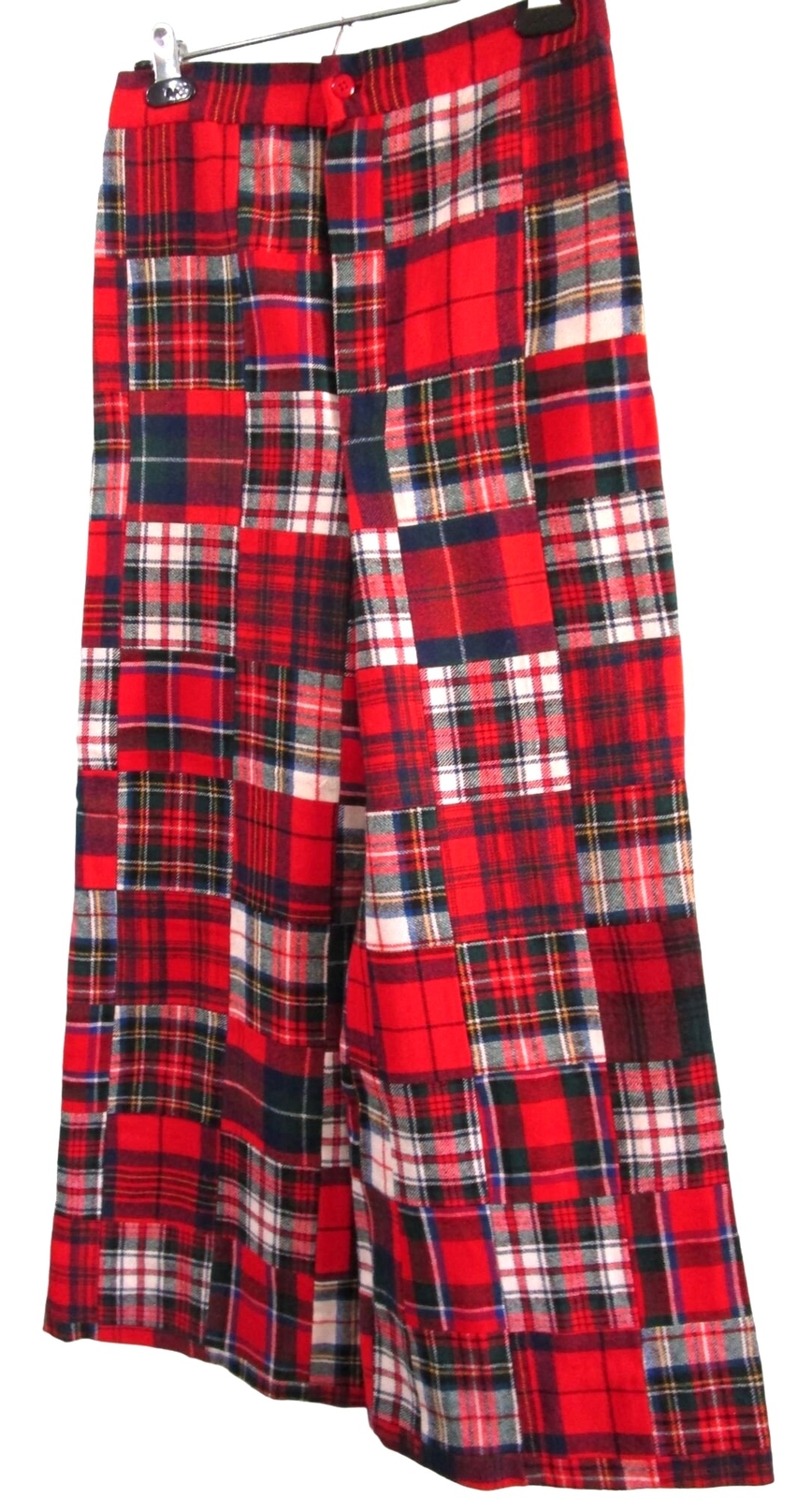 Wool Plaid Patchwork Flare Pants Lined No Tag Vin… - image 3