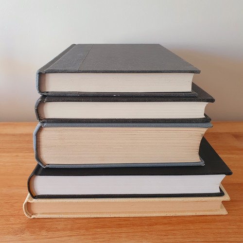 Display Book Bundle x5 Large Hardcover Grey Blue Gold Vintage Decor Home Styling - Picture 8 of 10