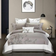Duvet Quilt Cover Grey Leave Comforter Cover Bedding set Bed sheets Fitted sheet