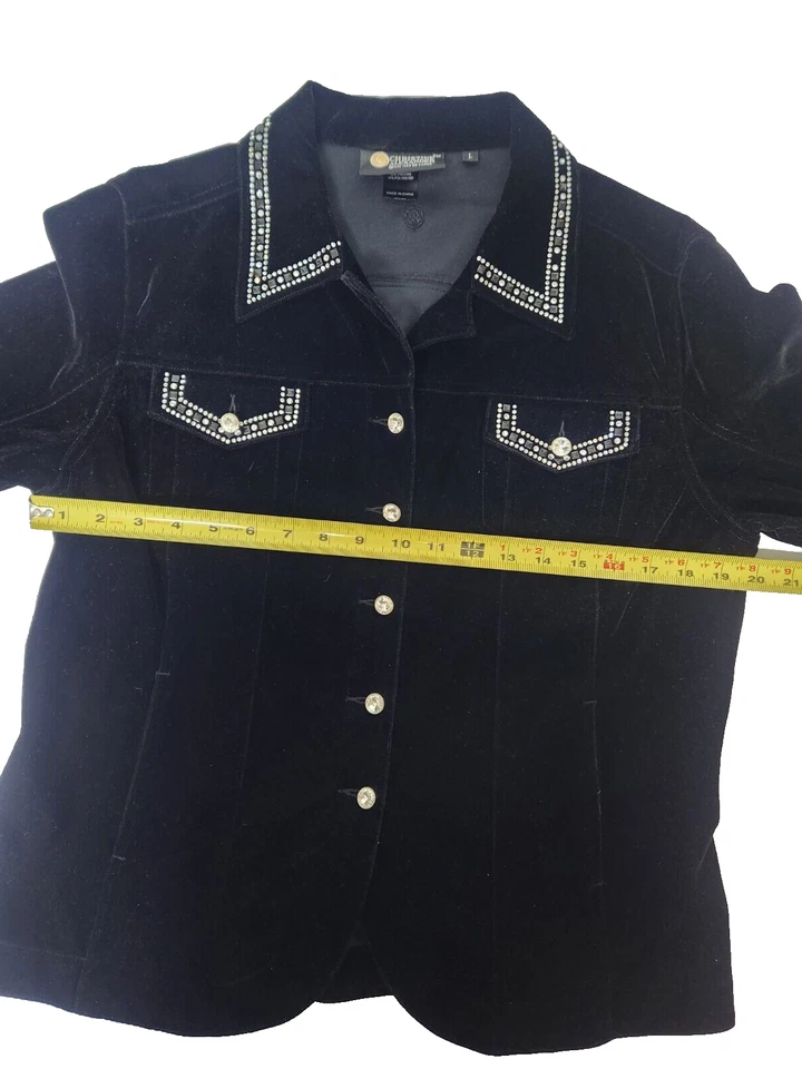 Christine Alexander Size L Crystal studded Black Velvet Jacket w/embellishment - Image 4 of 4