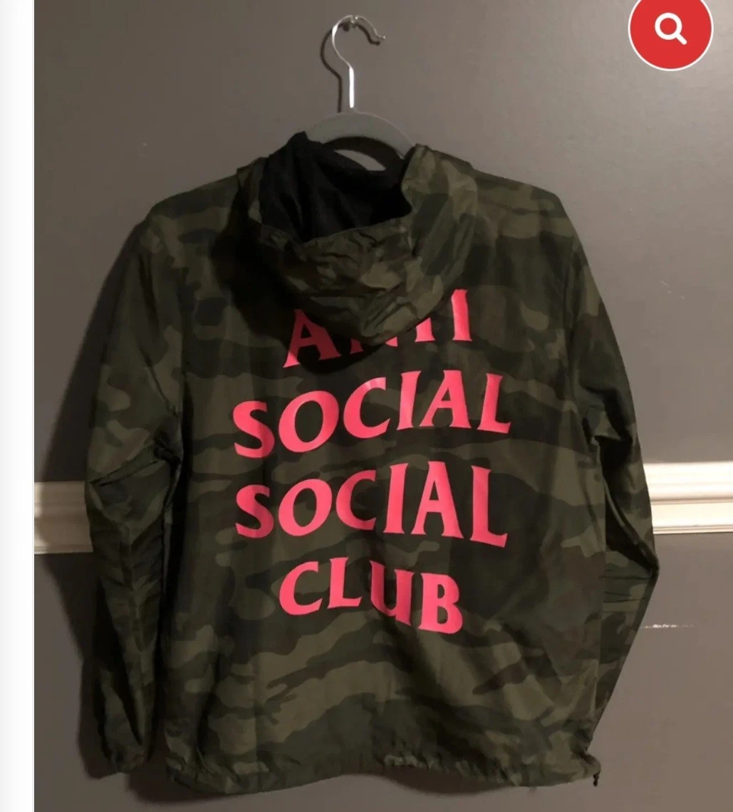 Anti Social Social Club Break Me Windbraker 'EZ Jacket' Camo Black Pink New - product detail image 2