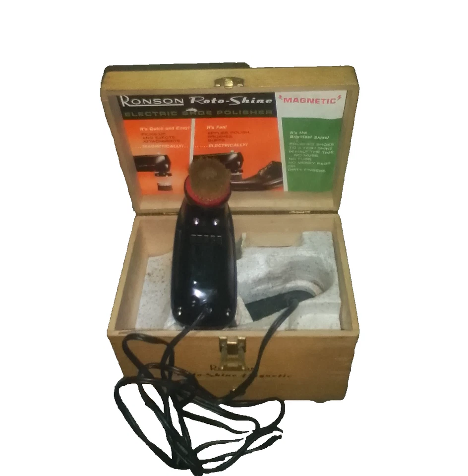 Kit de pulidora eléctrica vintage Art Deco Ronson Roto-Shine brillo de zapatos sin reserva Foto 4 de 4