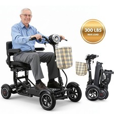 4 Wheel All Terrain Foldable Mobility Scooter w/ Large Seat for Adult Seniors