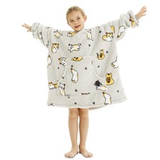 Wearable Blanket Hoodie for Kids, Oversized Sherpa Sweatshirt Blanket with Gi...