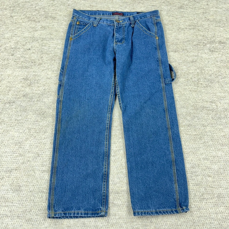 Vintage Y2K Chams Jeans Boys 8 Husky Carpenter Baggy Skate 2000s Youth 32x25 - Image 3 of 4