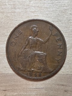 Great Britain 1 Penny coin 1948. KM# 845 bronze. King George VI. Britannia.