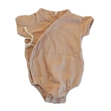 Quincy Mae Apricot Woven Wrap Romper One-Piece Baby 3-6 Months Soft Cotton