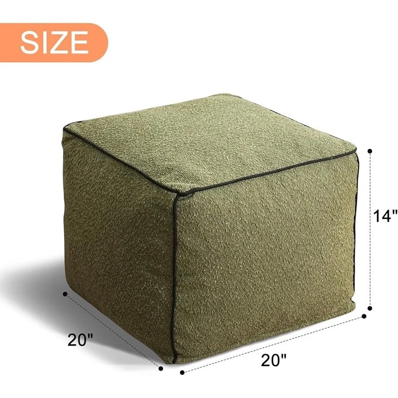 Puf moderno otomano reposapiés relleno de espuma taburete decorativo sala de estar verde nuevo Foto 3 de 4