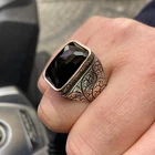 Men Onyx Black Stone Ring Solid 925 Sterling Silver Ottoman Handmade Gift