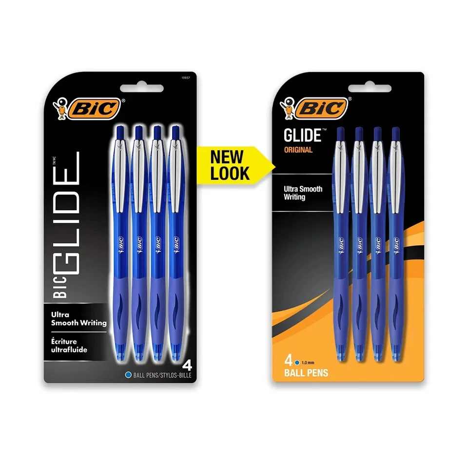 BIC Glide Ballpoint Pen, Medium Point, 1.0 Mm, Blue Ink, 4 Count - Image 2 of 4