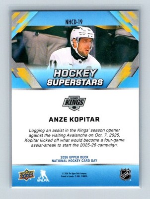 2026 Upper Deck National Hockey Card Day Anze Kopitar #NHCD-19 Los