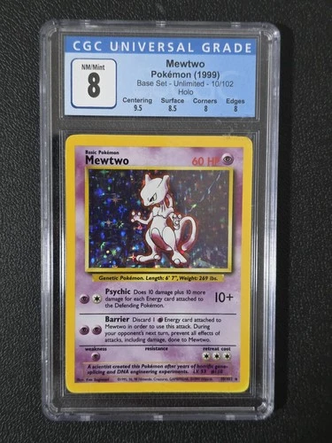 Mewtwo 010/102 Base Set Holo - CGC 8