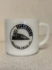 Vintage Fire King R.R. Steamtown U.S.A. Bellows Falls Vermont Milk Glass Mug