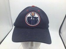 Vintage Logo Athletic Edmonton Oilers Blue Wool Blend Snapback Hat NFL W2