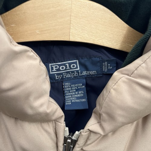 Polo Ralph Lauren Herren gefütterte Jacke beige Gänsedaunen durchgehender Reißverschluss Größe Large - Bild 3 von 4
