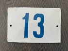 Vintage Enamel Porcelain House Number 13 Door Sign