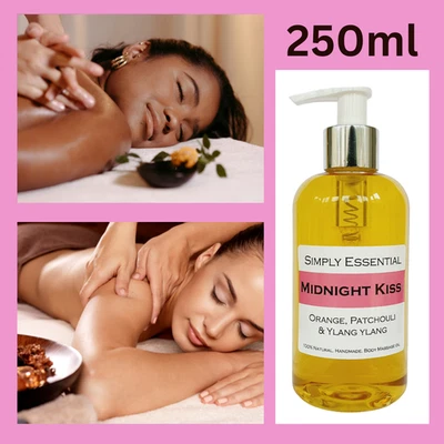 SIMPLY ESSENTIAL 250ml Sensual Massage Oil Natural Aphrodisiac Lubricant Couples MIDNIGHT KISS