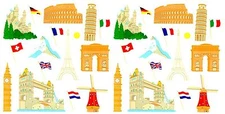 Mrs Grossman's EUROPEAN Landmarks Big Ben Eiffel Tower Scrapbook Stickers 2 Sh