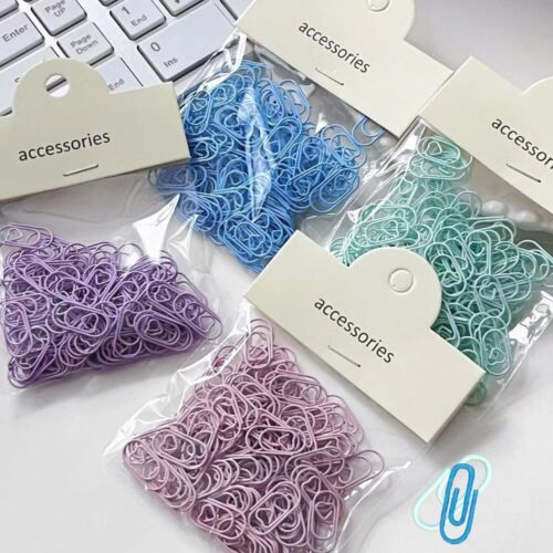 100pcs/pack Girly Bookmark Clip Ins Paper Clamps Love Heart Paper Clips  School - Picture 1 of 16
