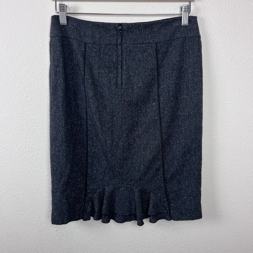 Falda Le Chateau Mujer Seis Lana Mezcla Seda Tweed Oficina Corporativa Lápiz Gris Foto 2 de 4