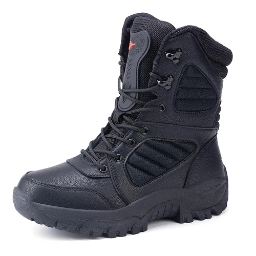 Hombres Botas Militares de Cuero Zapatos de Combate de Parte Superior Alta Aire Libre Montaña Nieve Tenis - Imagen 23 de 36