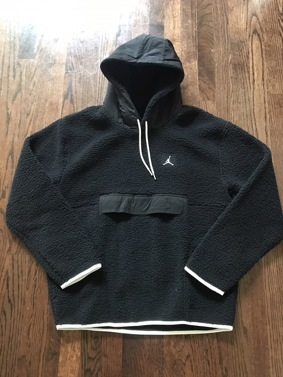 Nike Mens Air Jordan Essentials Sherpa Fleece Hoodie Black DV1582