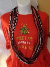 Christmas Sweater holiday w scarf NEW Women's Tiara International sz L Mistletoe