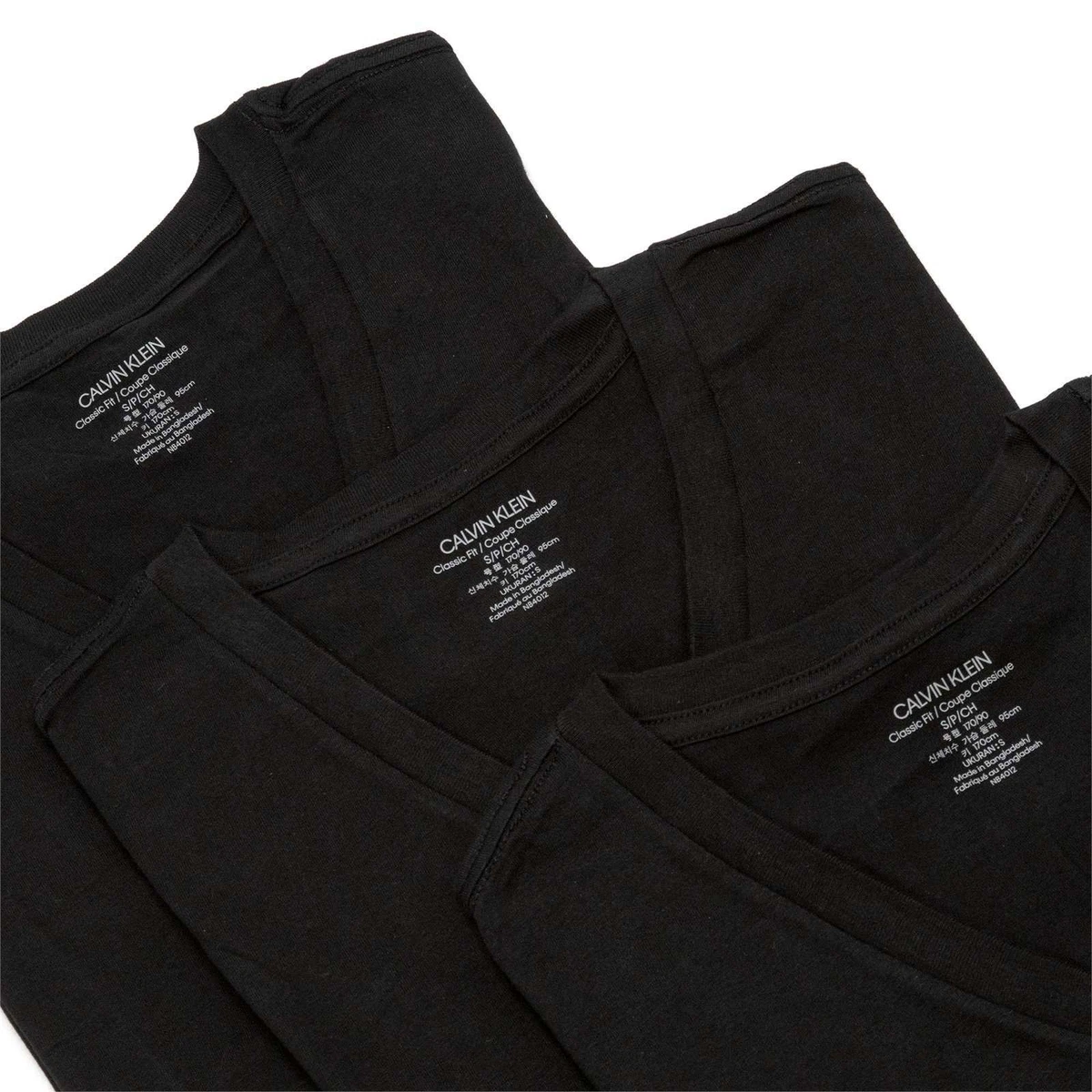 Mens Calvin Klein 3 Pack V Neck T Shirts 100 Cotton Black