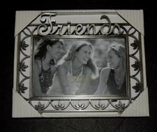 FETCO HOME DECOR PEWTER "FRIENDS" PICTURE FRAME For 4" x 6" Photo, New, Orig.Box