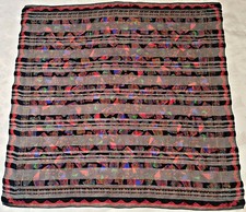 SCARF VINTAGE AUTHENTIC PAISLEY ART BLUE RED CHIFFON SATIN SILK 45" SQUARE