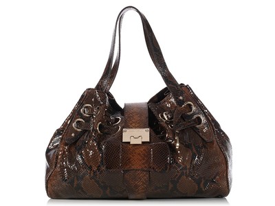 JIMMY CHOO RAMONA ラモナ レザー トートバッグ リング金具 JIMMY CHOO Brown Snakeskin Ramona Bag ~ Lovely & luxe! | eBay
