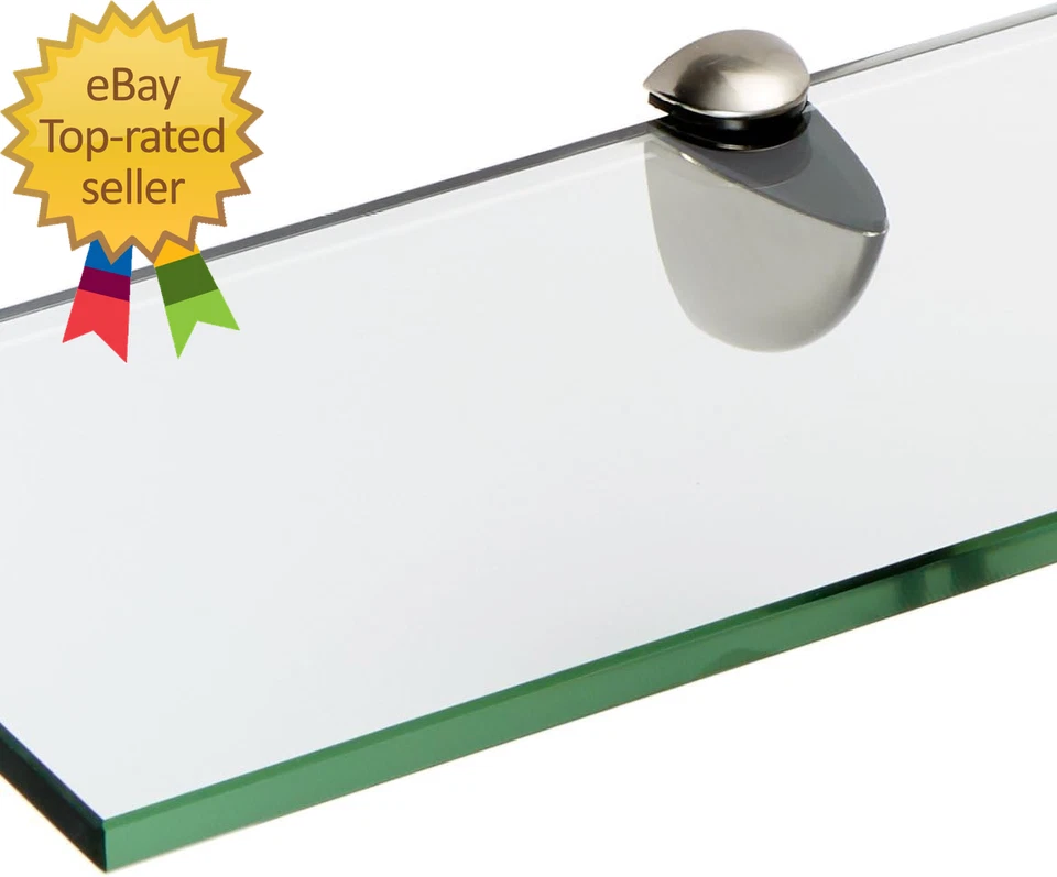 Vidrio P-4.75X18-Estante de vidrio de pavo real de acero cepillado, acero cepillado, 4.75" X 18" Foto 2 de 2