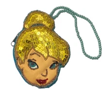 Vintage Disney Tinker-bell Beaded Sequin Coin Purse Rare EUC