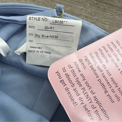LOVELY Diamond Halter Maxi Dress Size 20 Sky Blue Lux Chiffon Side Slit Formal - Picture 5 of 12