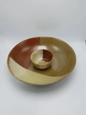 Sango "Gold Dust Sienna" 13 1/2 Inch Chip and Dip Set