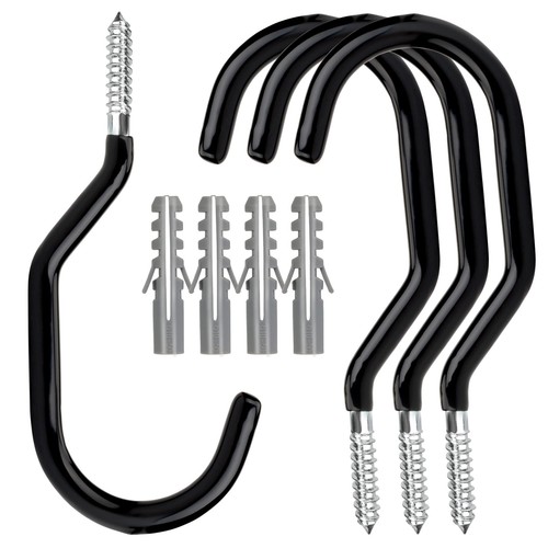 4 Pack Heavy Duty Garage Bike Storage Hooks Bicycle Large Screw Hooks for Wall - 第 1/7 張圖片