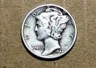 1944  P     MERCURY  SILVER   ACTUAL  COIN                           90213298-06