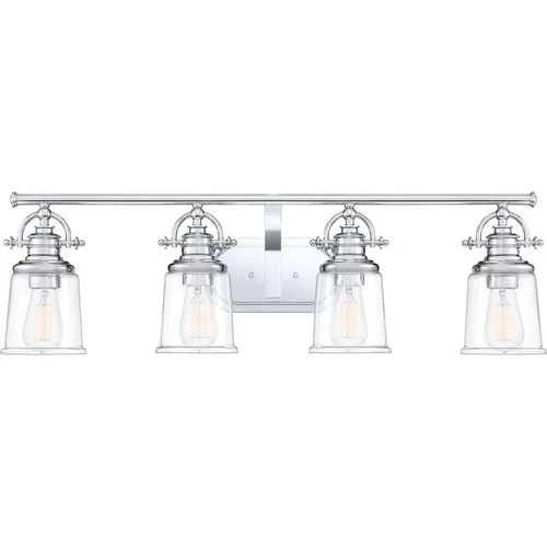 Grant 4 Light Transitional Bath Vanity - 9.5 Inches high-Polished Chrome Finish - Picture 1 of 4