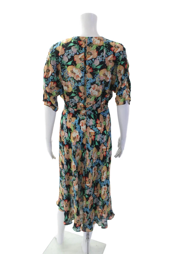 Tucker женщин шелк цветочный v-образным вырезом короткий рукав Shift платье многоцветный размер XS - Изображение 3 из 4